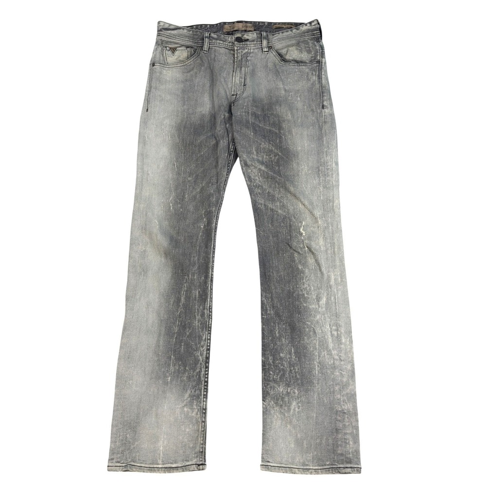 Y2K Guess Jeans Mens Size 33x33 Low Rise Regular Straight Distressed Gray